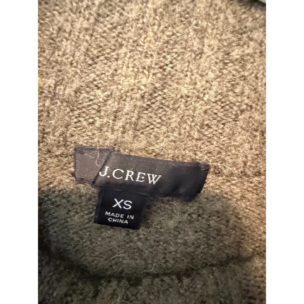 J.Crew Womens XS Merino Wool Alpaca Blend Mock Neck Sweater Olive Green Ribbed